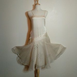 Ivory Satin & Chiffon Vintage Dress